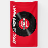 Rockin Happy Birthday Vinyl Record Rood Spandoek (Verticaal)