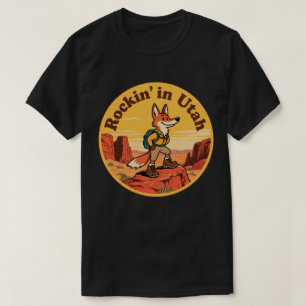 Rockin 'in Utah_ Retro Coyote & Canyon Kunst T-shirt