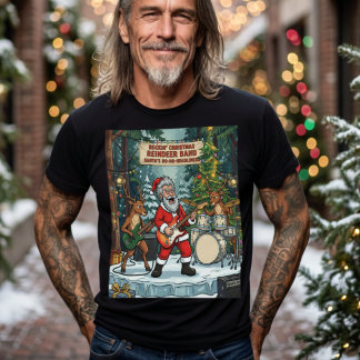 Rockin' Kerstman Rendier Band Grappig T-shirt