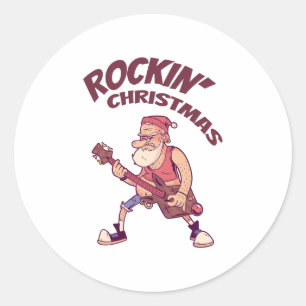 Rockin Kerstmis, kerstmis met Guitar Invita Ronde Sticker