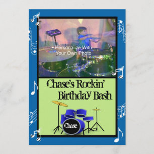 Rockin' Music Theme Birthday Invitations Kaart