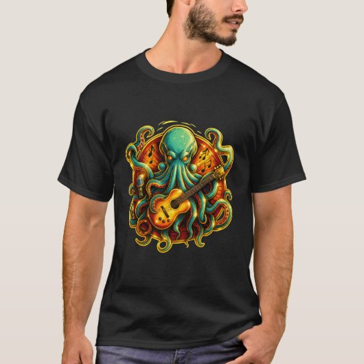 Rockin' Octopus Guitar T-Shirt – Psychedelic Sea M (Devant)