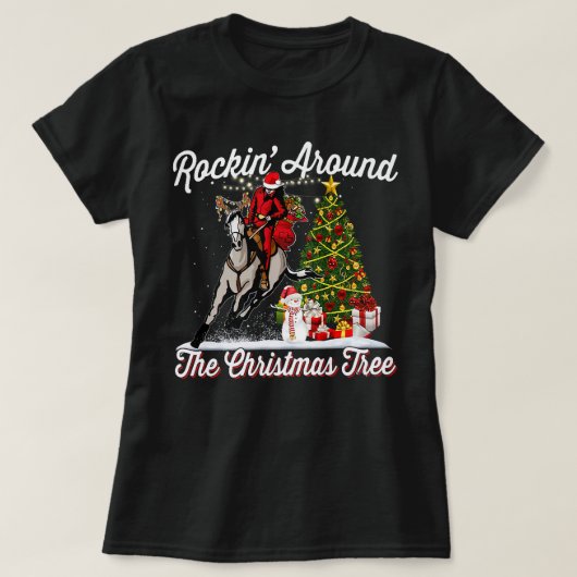 Rockin omringd met kerstboom T-Shirt Funny Santa R (Design voorkant)