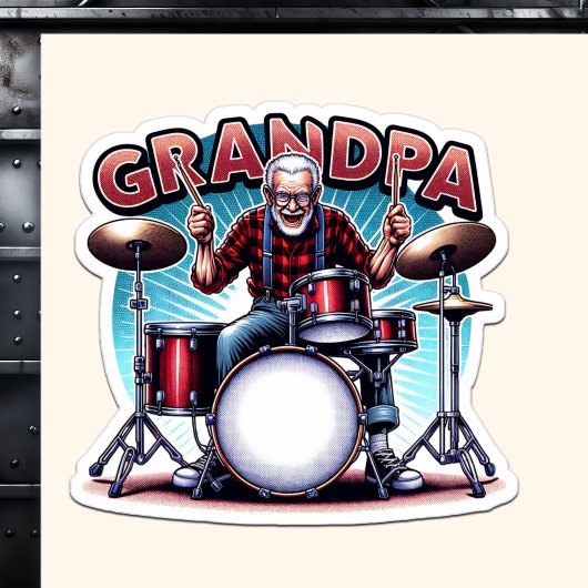 Rockin' opa spelen drums sticker