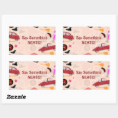 Rockin Pink Fifties Pattern Time Custom Rechthoekige Sticker (Vel)