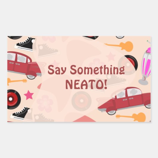 Rockin Pink Fifties Pattern Time Custom Rechthoekige Sticker (Voorkant)