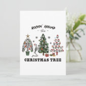 Rockin rond de kerstboom bedankkaart (Staand voorkant)