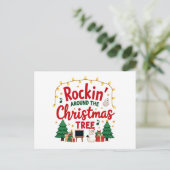 Rockin rond de kerstboom briefkaart (Staand voorkant)
