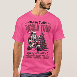 Rockin Santa Claus World Tour Kerstboom Gitaar T-shirt