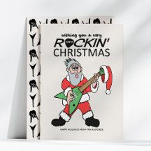 Rockin Santa Guitar Heavy Metal Kerstmis