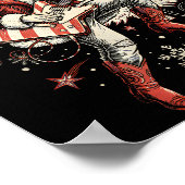 Rockin Santa Playing Guitar Funny Christmas Retro Poster (Hoek)