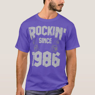 Rockin' Since 1986 Vintage Rock Music Fan 36th Bir T-shirt