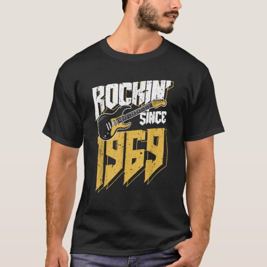 Rockin Sinds 1969 Rock Music Fan 54th Birt T-shirt (Voorkant)