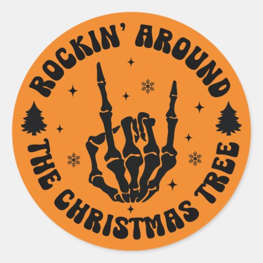 Rockin' Skeleton Christmas Tree Sticker (Voorkant)