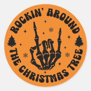 Rockin' Skeleton Christmas Tree Sticker