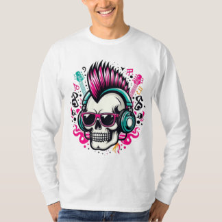 Rockin' Skull met Mohawk, zonnebril en hoofdtelefo T-shirt