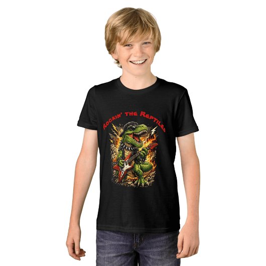 Rockin’ T-Rex Dinosaur with Guitar Tri-Blend Shirt