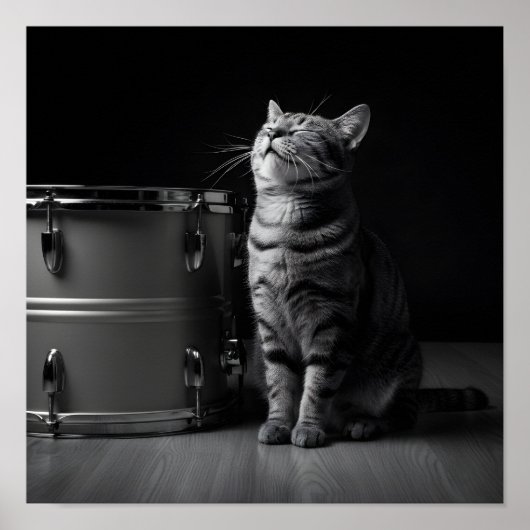 Rocking cat Poster _Cool black cat Rock Music (Devant)