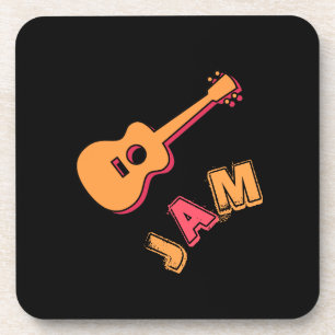 Rocking Guitar, Music Jam Style, Oranje en rode ku Bier Onderzetter