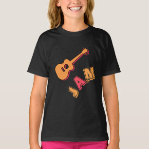 Rocking Guitar, Music Jam Style, Oranje en rode ku T-shirt