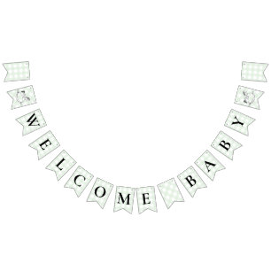 Rocking Hors Green Gingham Baby shower Bunting Vlaggetjes