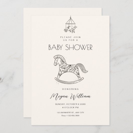 Rocking Horse Art baby shower Kaart (Voorkant / Achterkant)