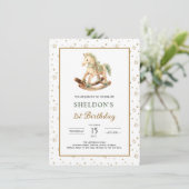 Rocking Horse Baby 1e Verjaardag Kaart (Staand voorkant)