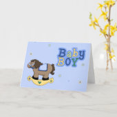 Rocking Horse Baby Boy Carte de voeux (Fleur jaune)