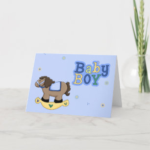 Rocking Horse Baby Boy Wenskaart Kaart
