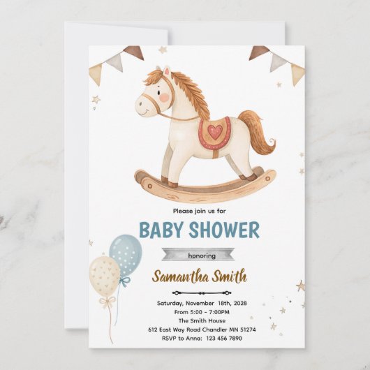 Rocking Horse Baby Shower Invitation (Devant)