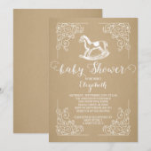  Rocking Horse Baby shower Invitation Kaart (Voorkant / Achterkant)