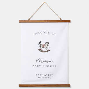 Rocking Horse Baby Shower Welkom Achtergrondpaneel Hangend Wandkleed