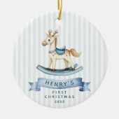 Rocking Horse Baby's eerste kerstdag Keramisch Ornament (Voorkant)