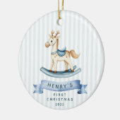 Rocking Horse Baby's eerste kerstdag Keramisch Ornament (Links)