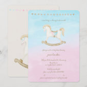 Rocking Horse Blauw Roze Geslachtsneutraal Baby sh Kaart (Voorkant / Achterkant)