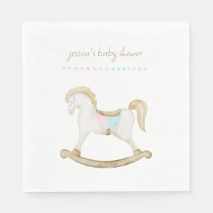 Rocking Horse Blauw Roze Geslachtsneutraal Baby sh Servet