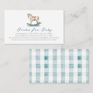 Rocking Horse Blue Boy Baby shower Boekaanvraag Informatiekaartje