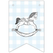 Rocking Horse Blue Gingham Birthday Bunting Banner (Eerste vlag)