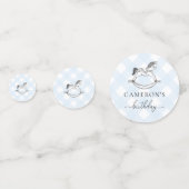 Rocking Horse Blue Gingham Table Confetti (Achterkanten)