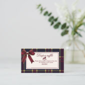 Rocking Horse Bourgogne Bow Plaid Luier Raffle Informatiekaartje (Staand voorkant)