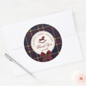 Rocking Horse Christmas Bow Baby shower Bedankt Ronde Sticker (Envelop)