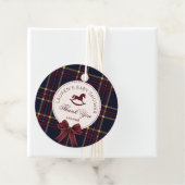 Rocking Horse Classic Kerstmis geruite bedankjes Labels (In situ)