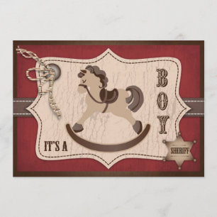 Rocking Horse Cowboy Baby shower Barn Red Kaart