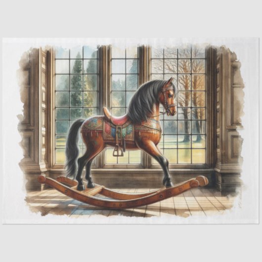 Rocking Horse Decoupage Tissue Paper Tissuepapier (Voorkant)