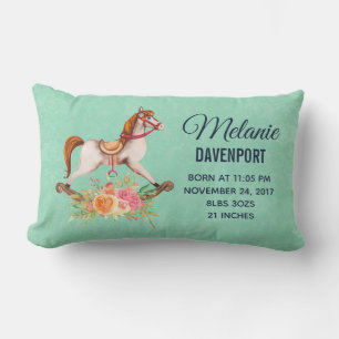  Rocking Horse en Floral Bouquet Baby Birth Kussen