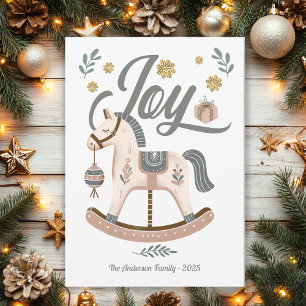 Rocking Horse Joy  Boho Feestdagenkaart