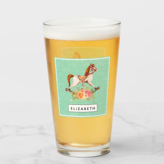  Rocking Horse met Floral Bouquet Glas (Voorkant gevuld)