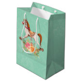  Rocking Horse met Floral Bouquet Medium Cadeauzakje (Achterkant Gekanteld)