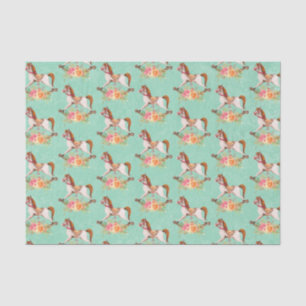  Rocking Horse met Floral Bouquet Pattern Tissuepapier