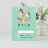 Rocking Horse met Floral Bouquet RSVP Kaartje (Staand voorkant)